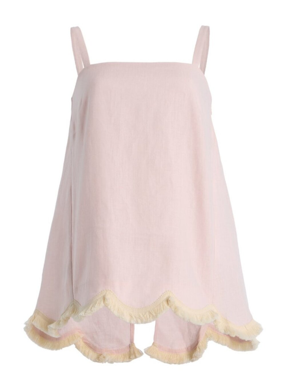 POSSE Essie Pink Fringed Linen Top Resort ’26 XS